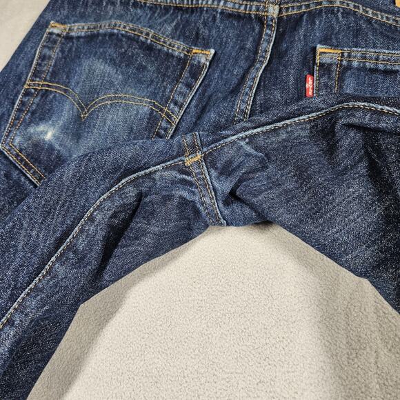 Levis 501 Jeans Mens Size 35x32.5 Straight Fit Cotton Denim Blue Distressed Worn - Picture 14 of 16